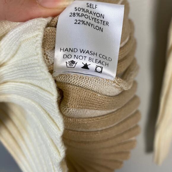 Böhme Colorblock Ribbed Sweater‎ Mock Neck Long Sleeve Stretch Fitted Size XS - Picture 9 of 9